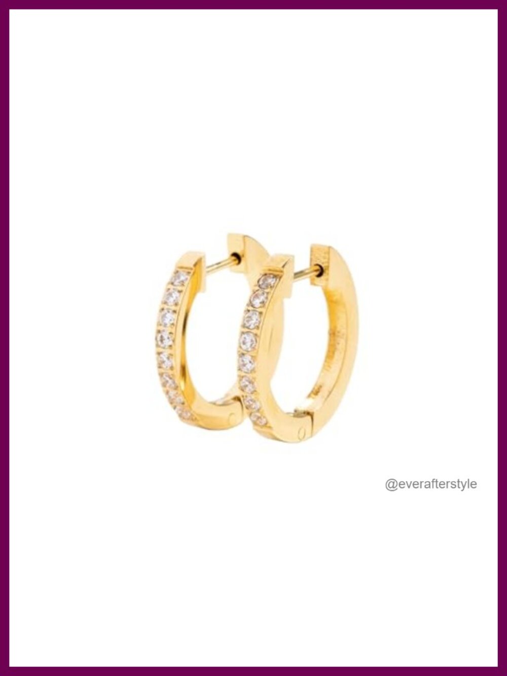 18K Gold PVD Hypoallergenic Gem Hoop Earrings Waterproof Cubic Zirconia
